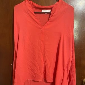 Orange blouse high low cut v neck size small